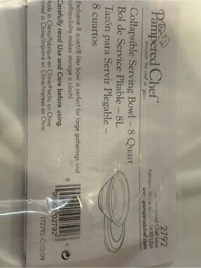 Pampered Chef Collapsible Bowl 8 quart